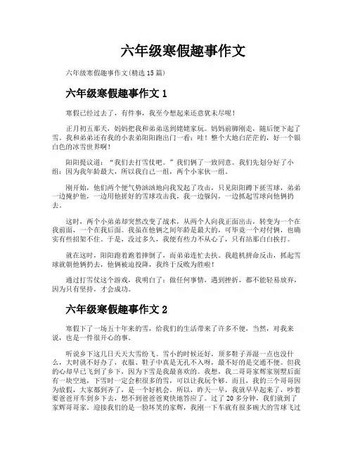 六年级寒假趣事作文
