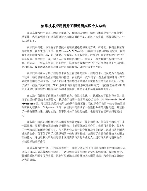 信息技术应用提升工程返岗实践个人总结
