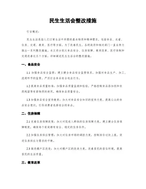 民生生活会整改措施