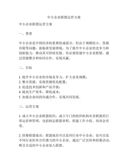 中小企业联盟运营方案