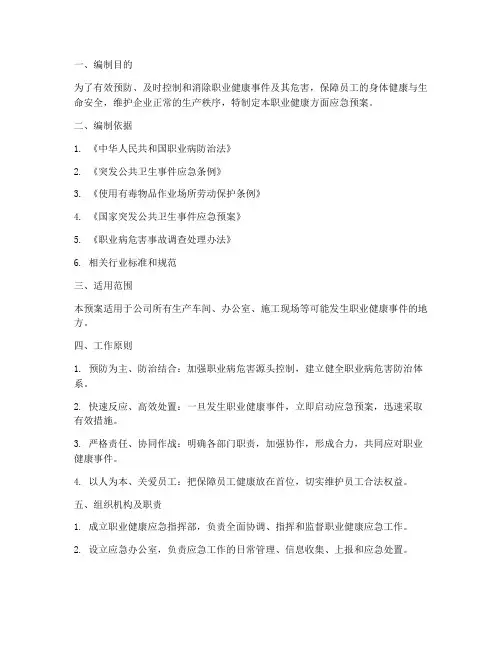 职业健康方面应急预案