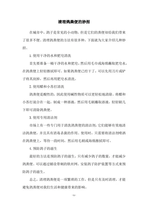 清理鸽粪便的妙招