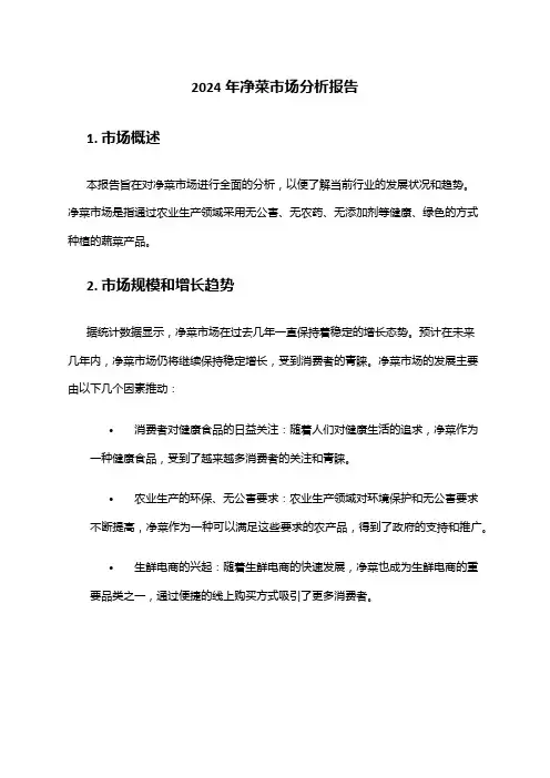 2024年净菜市场分析报告