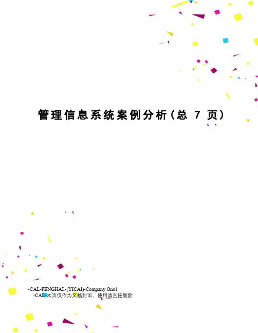 管理信息系统案例分析