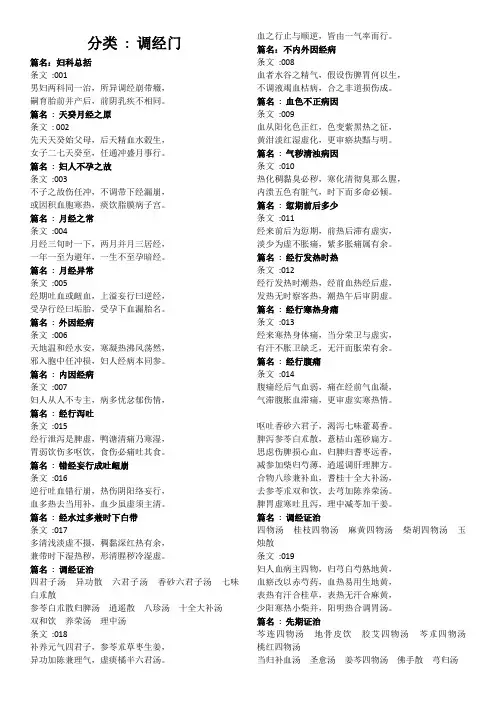 医宗金鉴妇科心法要诀背诵版