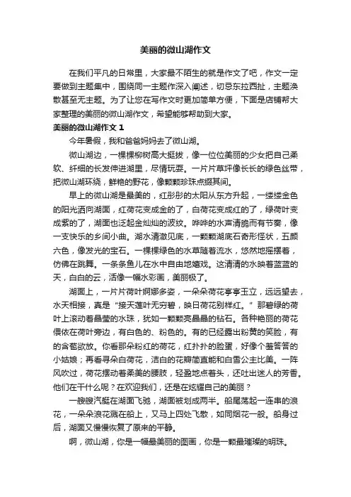 美丽的微山湖作文