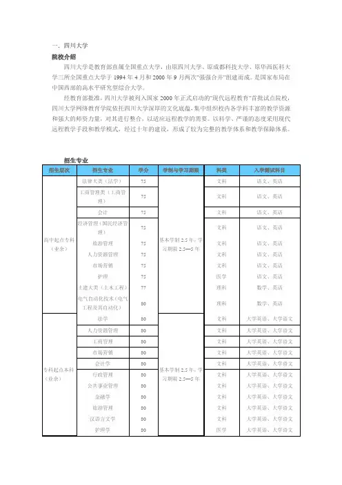 四川大学网络学院招生简章