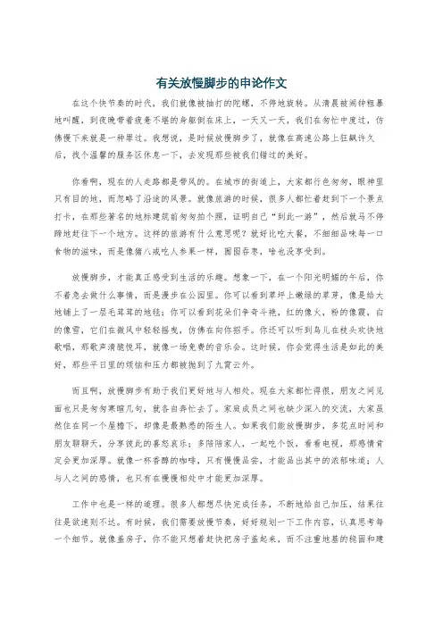 有关放慢脚步的申论作文