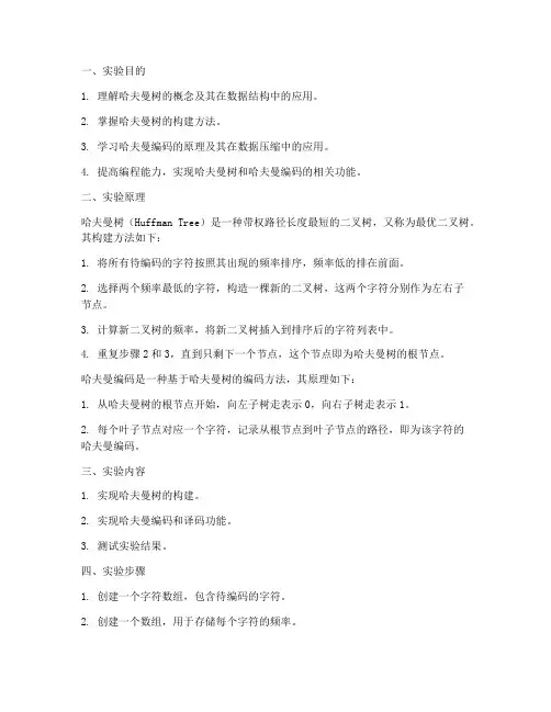 哈夫曼树_实验报告