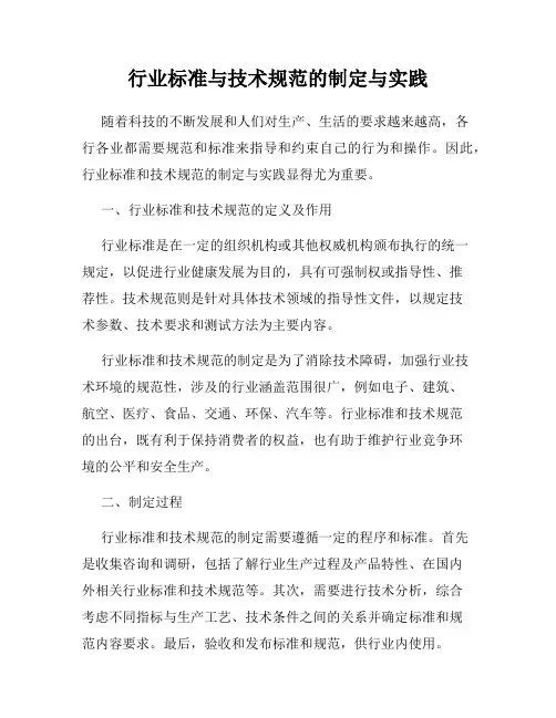 行业标准与技术规范的制定与实践