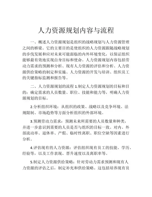 人力资源规划内容与流程