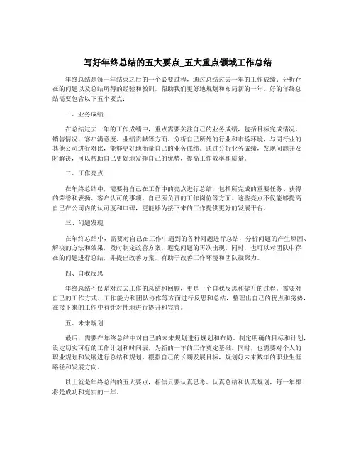 写好年终总结的五大要点_五大重点领域工作总结