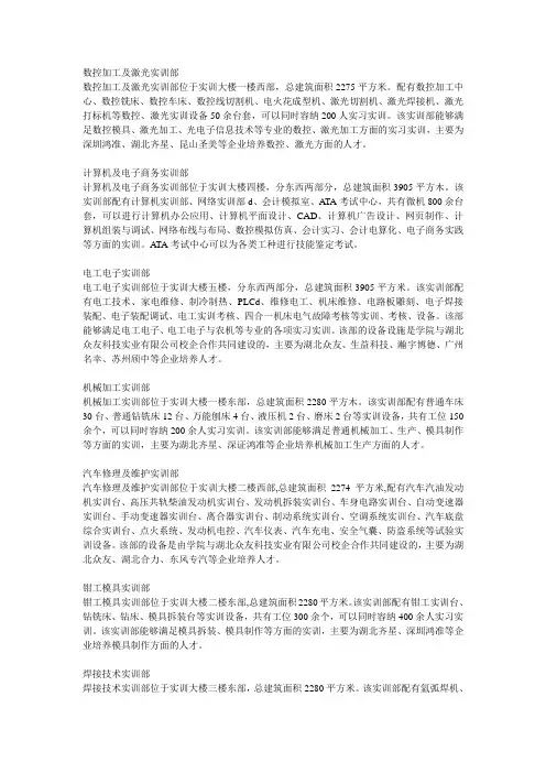 实训大楼各实训部简介