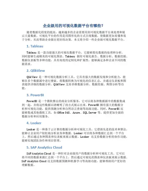 企业级用的可视化数据平台有哪些？