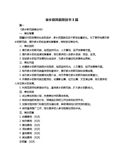 家乡新风貌策划书3篇