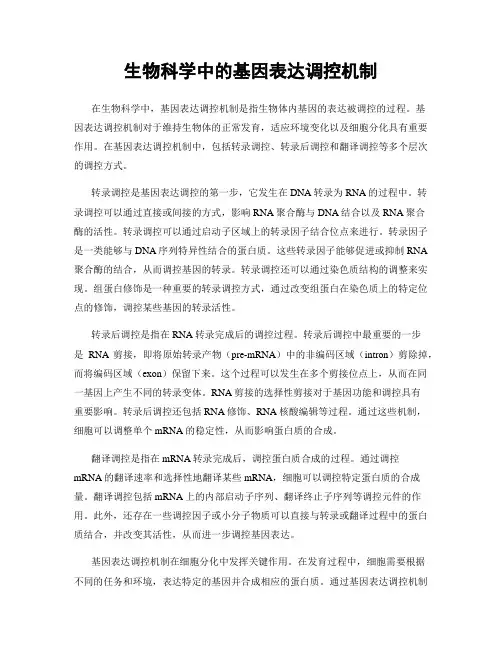 生物科学中的基因表达调控机制