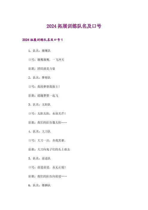 2024拓展训练队名及口号