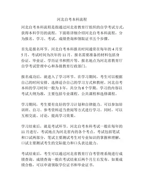 河北自考本科流程