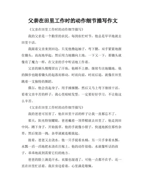 父亲在田里工作时的动作细节描写作文