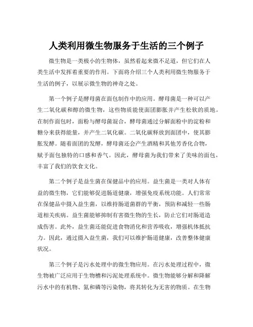 人类利用微生物服务于生活的三个例子