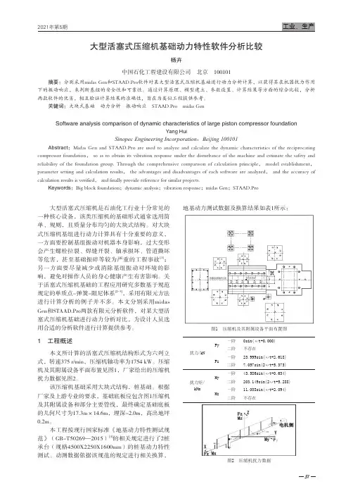 大型活塞式压缩机基础动力特性软件分析比较