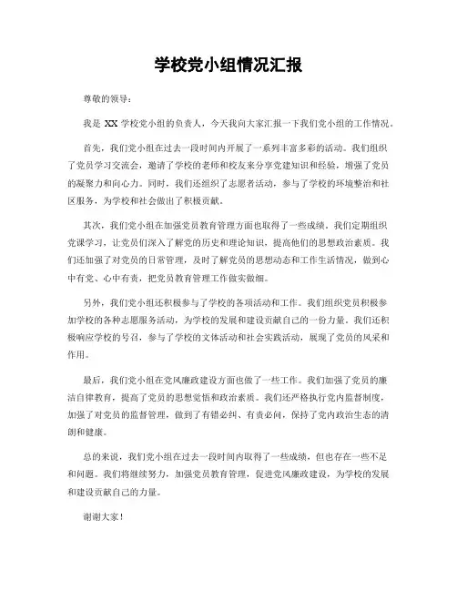学校党小组情况汇报