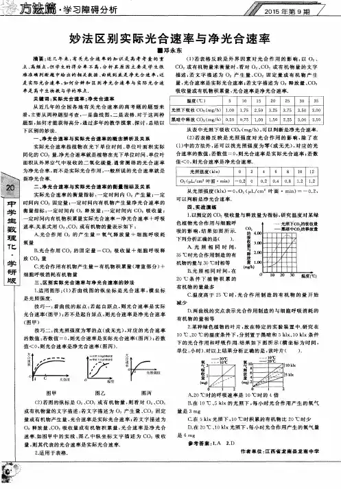 妙法区别实际光合速率与净光合速率