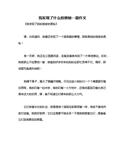 我发现了什么的奥秘一篇作文