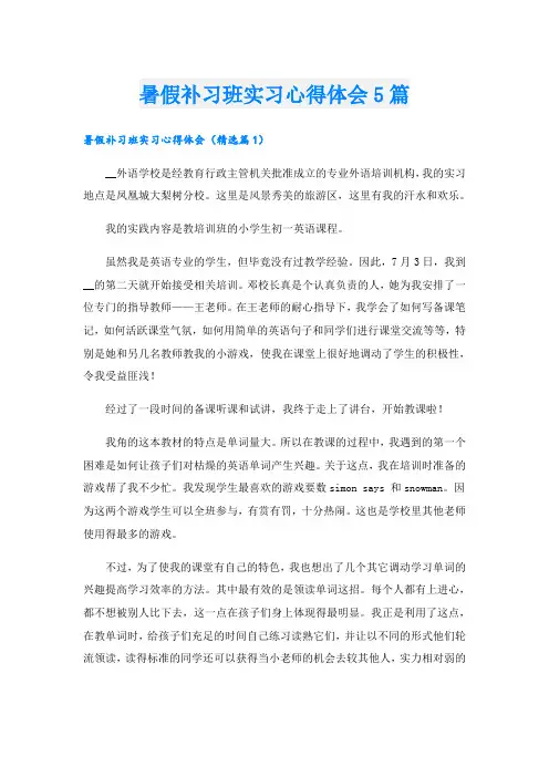 暑假补习班实习心得体会5篇