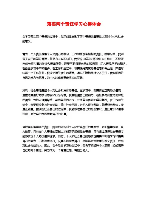落实两个责任学习心得体会