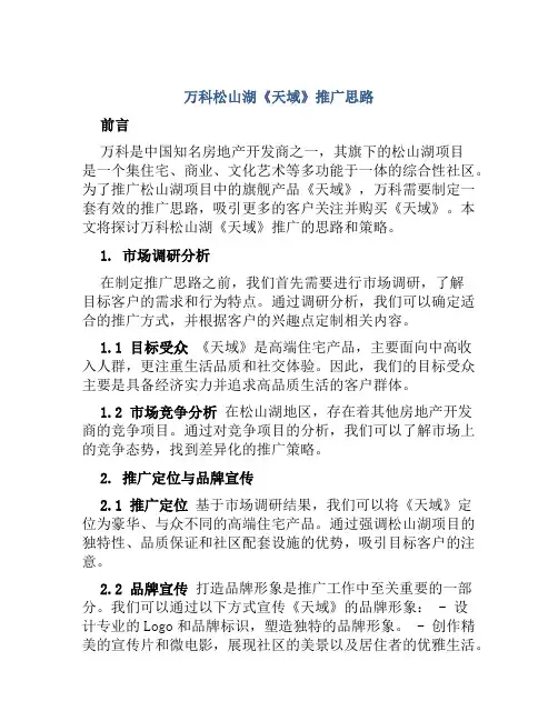 万科松山湖《天域》推广思路