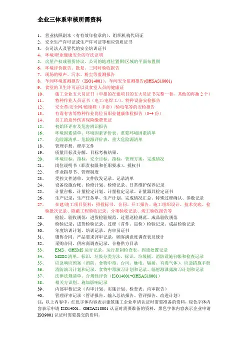 三体系审核准备资料