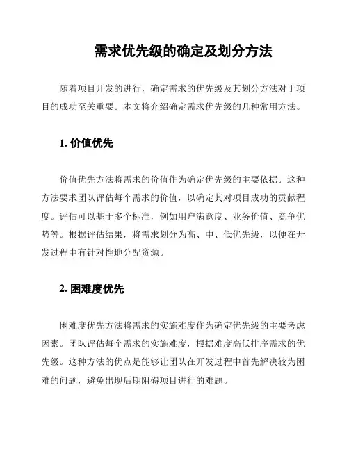 需求优先级的确定及划分方法