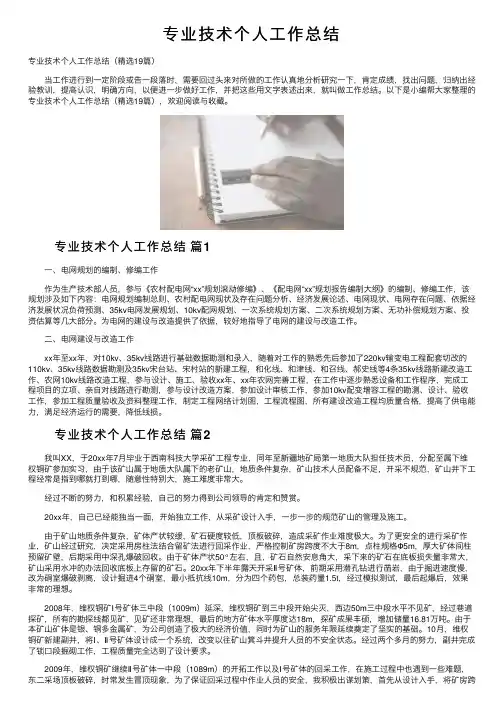 专业技术个人工作总结