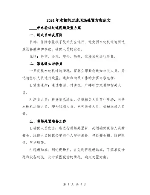 2024年水轮机过速现场处置方案范文