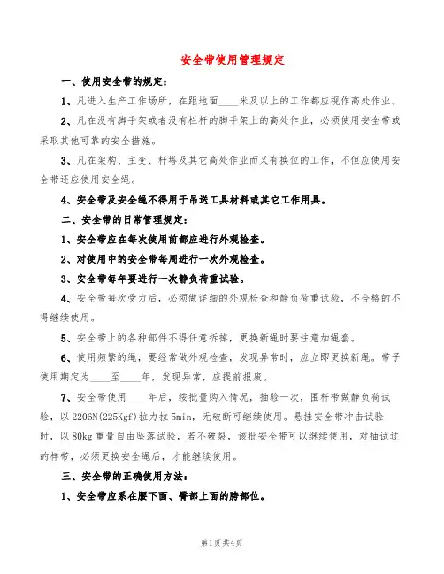 安全带使用管理规定(2篇)