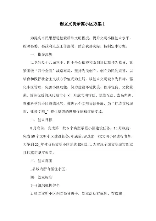 创建文明示范小区方案精选