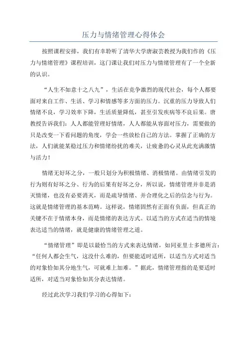 压力与情绪管理心得体会