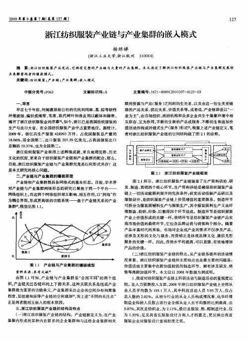 浙江纺织服装产业链与产业集群的嵌入模式