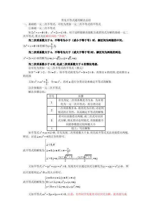 常见不等式通用解法