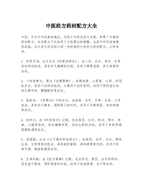 中医经方药材配方大全