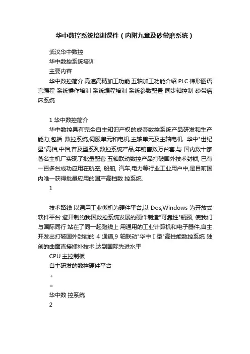 华中数控系统培训课件（内附九章及砂带磨系统）