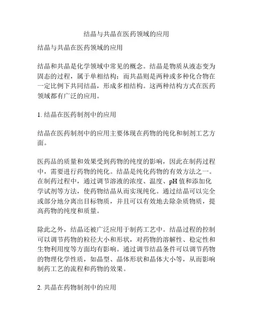 结晶与共晶在医药领域的应用