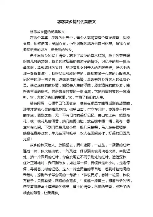 悠悠故乡情的优美散文