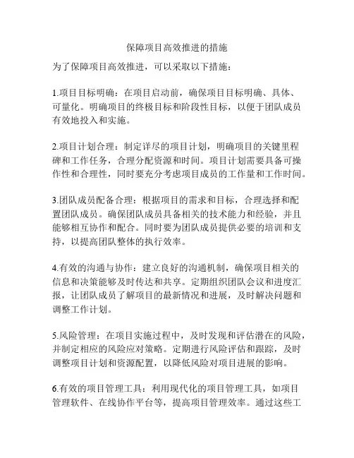 保障项目高效推进的措施