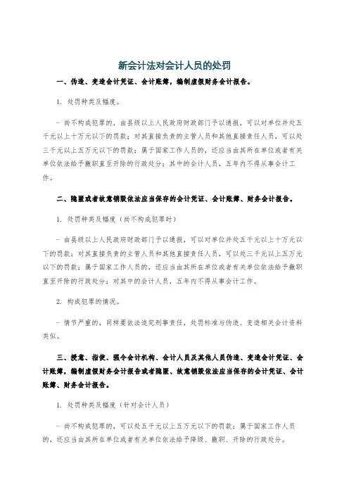 新会计法对会计人员的处罚
