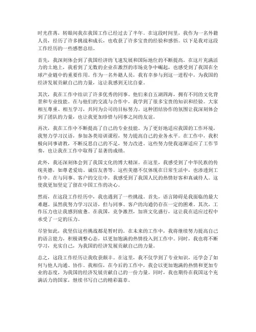 外籍人员工作感想总结