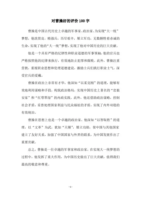对曹操好的评价100字