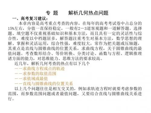 高考专题讲座--解析几何热点问题(新编教材)