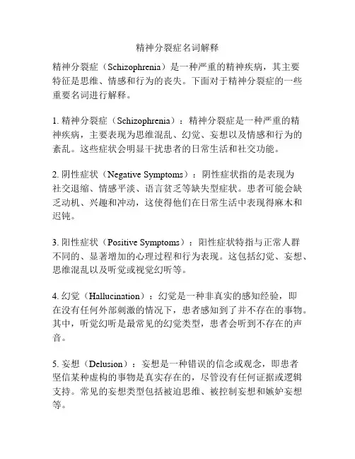 精神分裂症名词解释